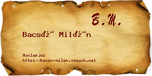 Bacsó Milán névjegykártya