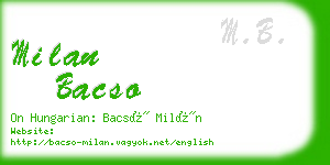 milan bacso business card